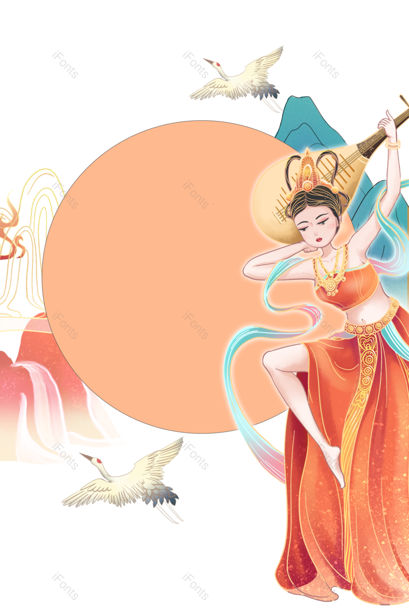 边框图片,复古元素,乐器PNG,中式边框免抠素材